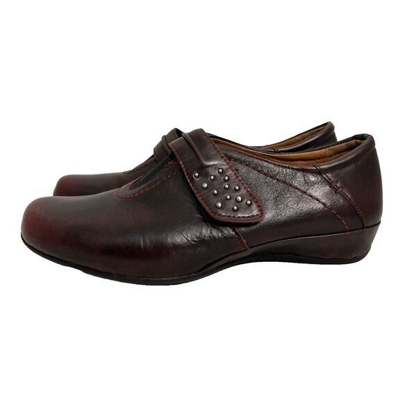 Earthies Shoes Womens 7.5 B Granada Loafers Burgundy Leather Comfort Casual Flat - Picture 5 of 10